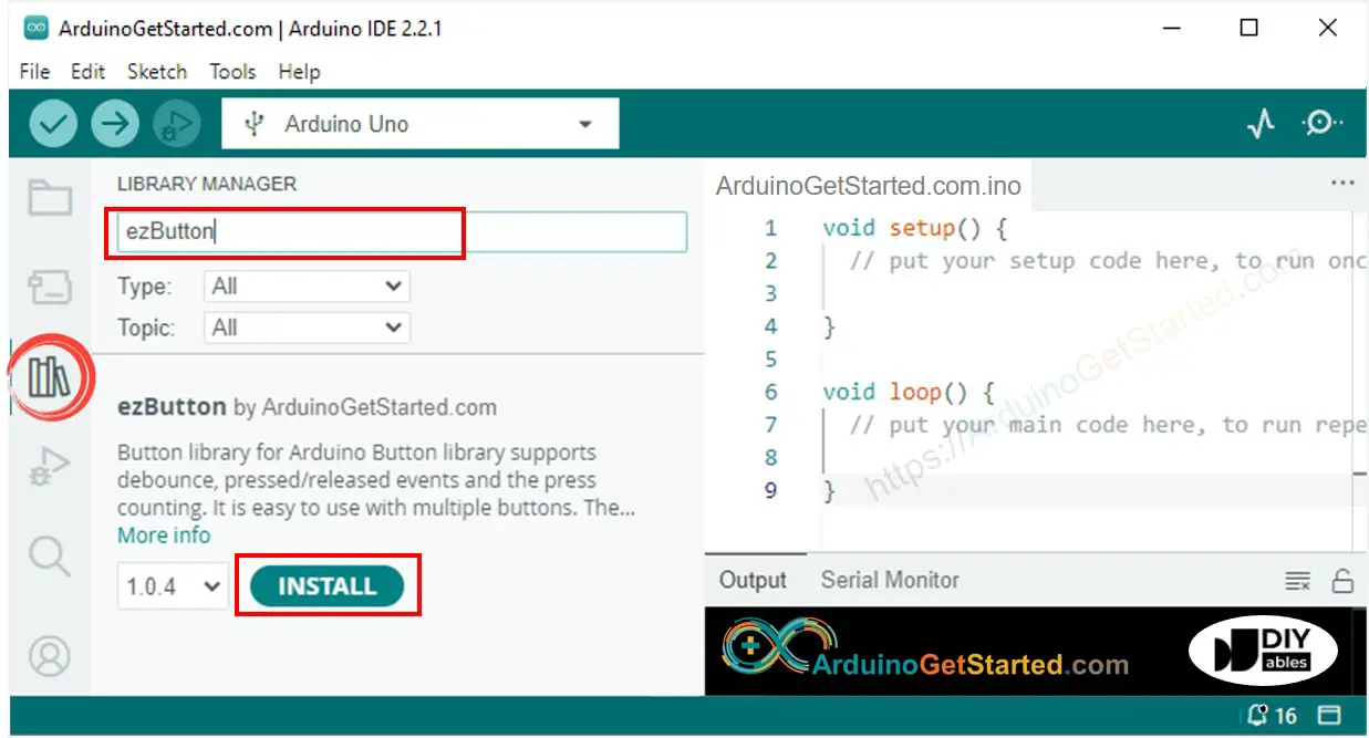 Arduino button library