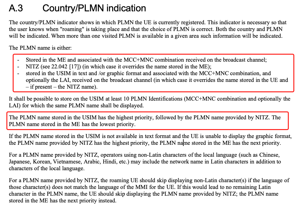 3GPP TS22.101 A.3Country/PLMN indication