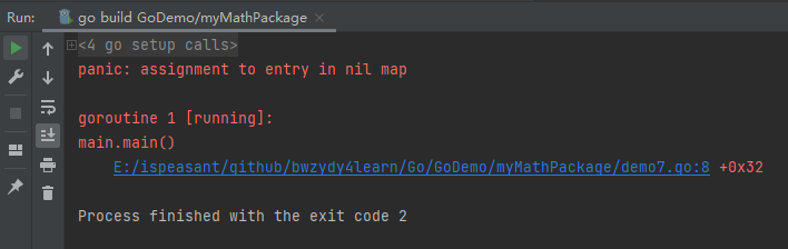 panic assignment to entry in nil map goroutine 1 running