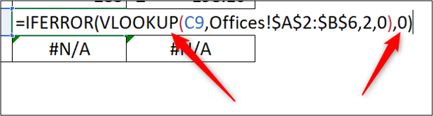 IFERROR function to display 0 instead of error