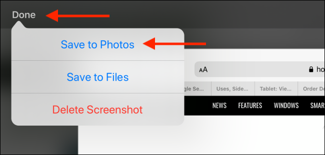 Tap Done and then select Save to Photos