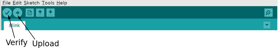 Buttons for verify and upload on Arduino IDE