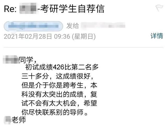 计算机研究生考426分单科多少,考研初试426分，第一名的成绩，只因为是跨考，却被老师婉拒？...