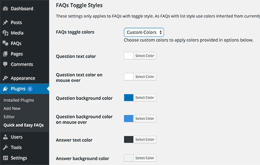 Change colors of your FAQs