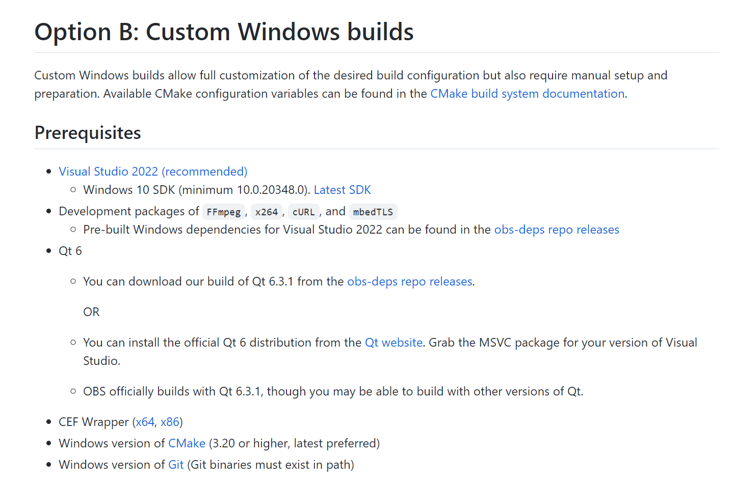 Option B: Custom Windows builds