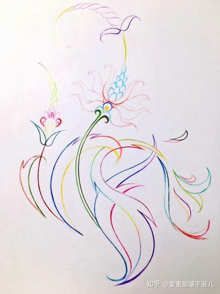 threejs两个点给线条加宽度用感性的方式练习线条凤尾花21彩铅手绘