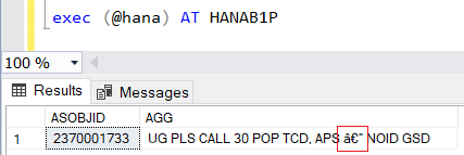 conversion from data type VARCHAR1 to ASCII