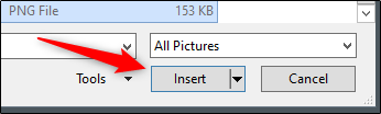 Click "Insert" after you select your image.