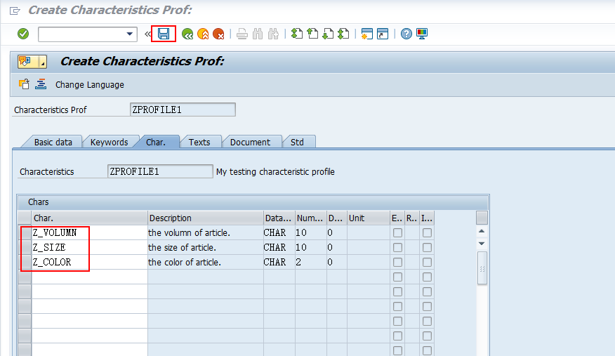 SAP RETAIL ļ(Characteristic Profile) I