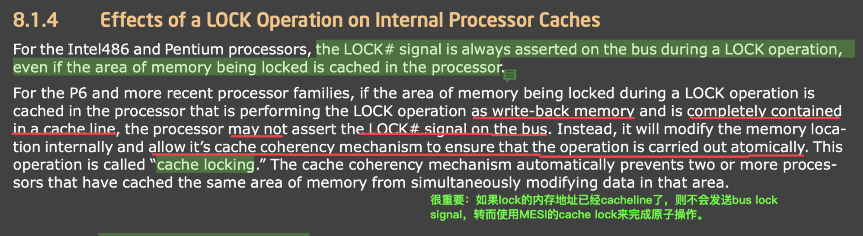 bus locking to cache lock