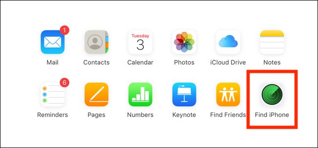 Click or tap "Find iPhone."