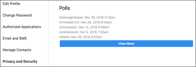 Instagram poll data