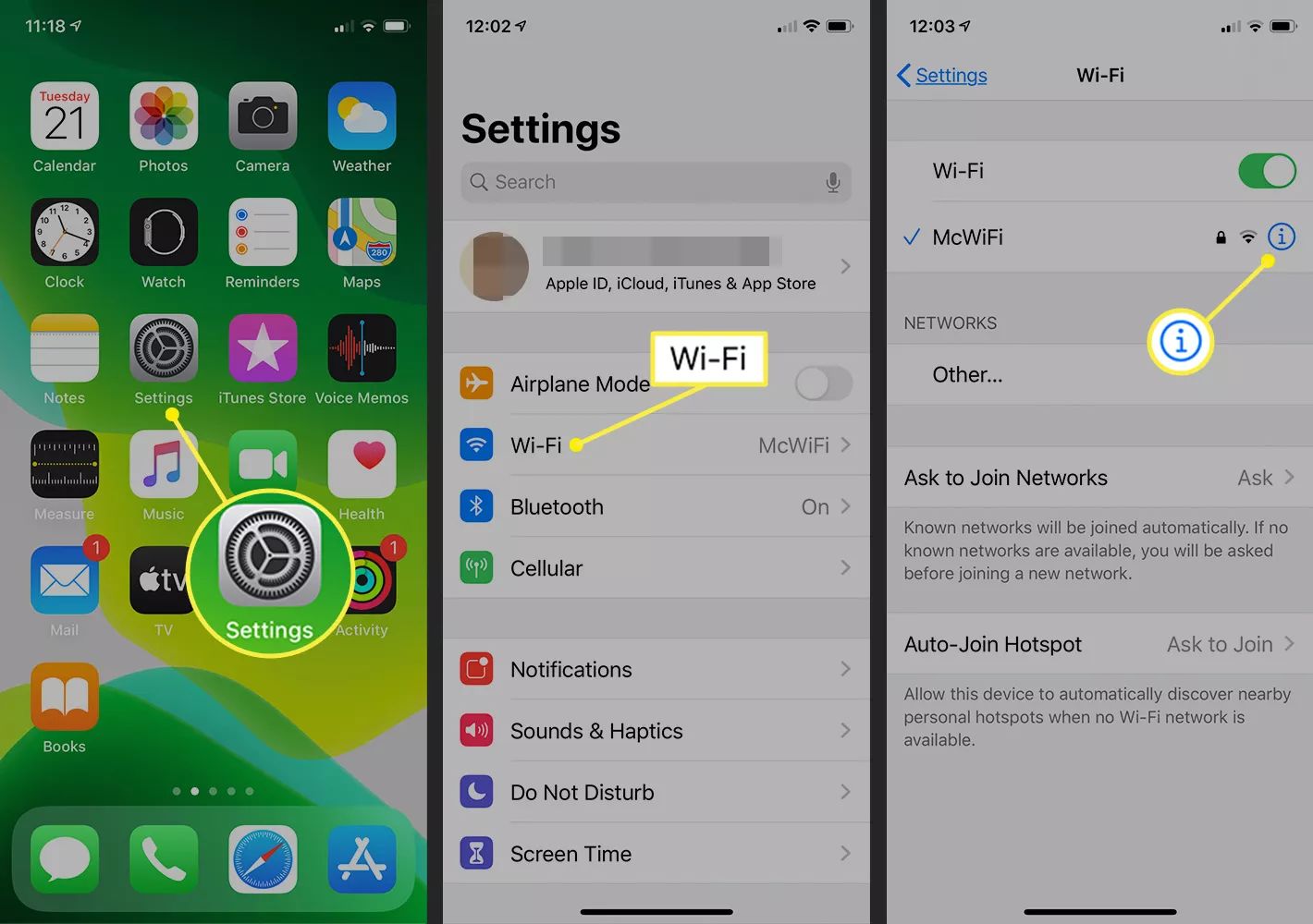 Wi-Fi- settings on iPhone