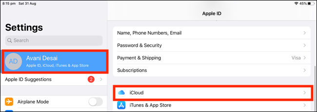 Tap your Profile, and then tap iCloud.