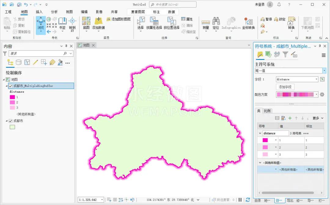 如何使用ArcGIS Pro制作边界晕眩效果