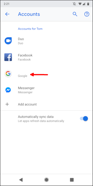 Google Account settings