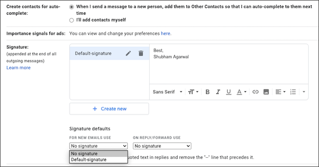 Type your email signature in Gmail.