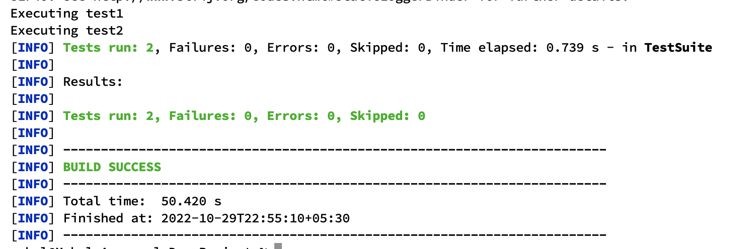 Result of mvn test command