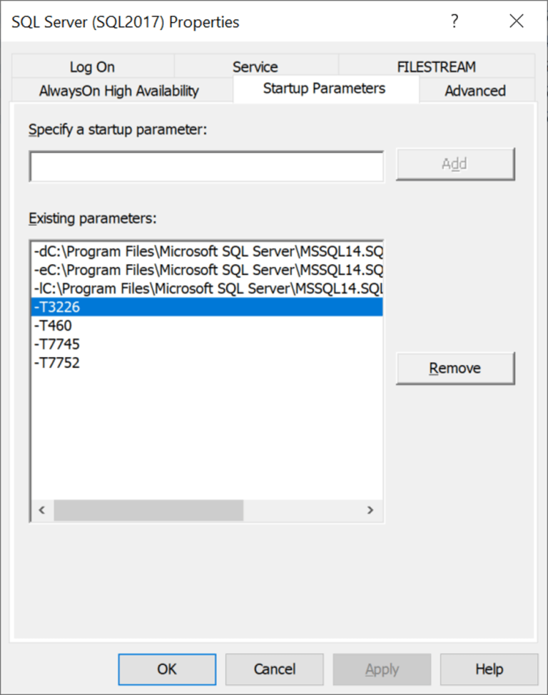 SQL Server 跟踪标志 3226