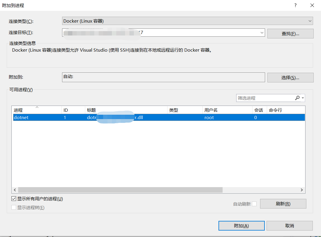 209c24eb1784c017ce6ca8f821c085ab - 附加进程 到远程服务器中Docker容器内 调试