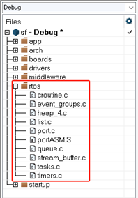 图 3.7 sf 工程添加 rtos Group 和 files