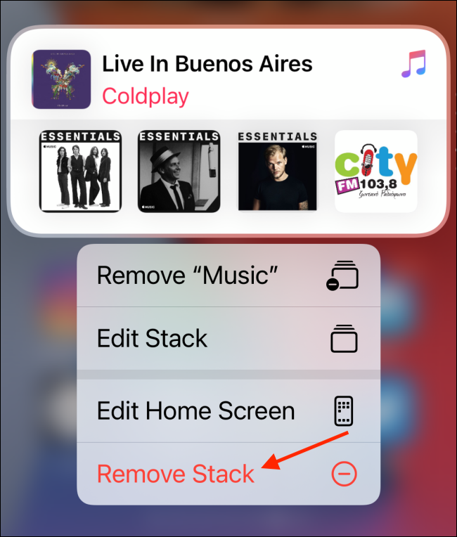 Tap "Remove Stack."