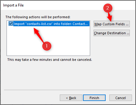 Confirm import contacts actions