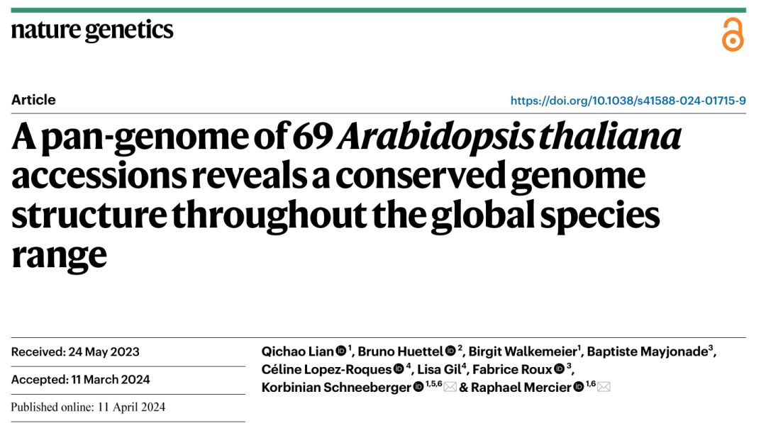 Nat Genet | 69 个拟南芥泛基因组图谱揭示了全球物种范围内的保守基因组结构-CSDN博客