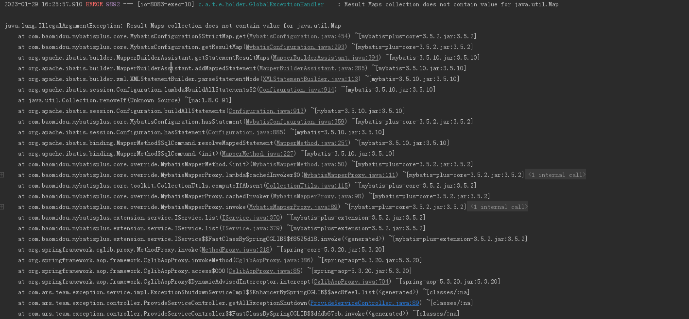 java.lang.IllegalArgumentException: Result Maps collection does not ...