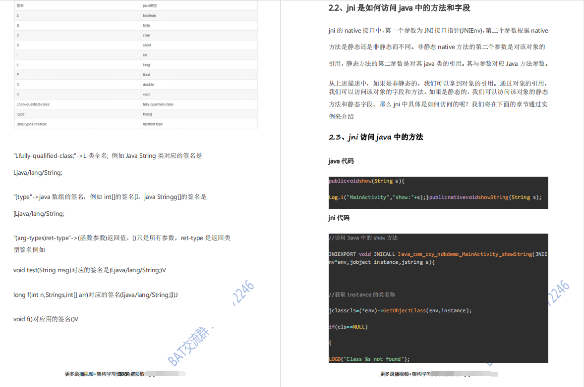 JNI模块部分资料内容截图