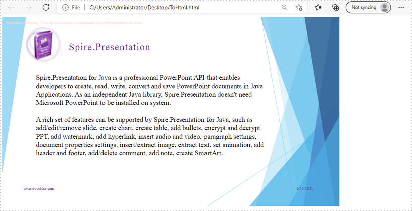 国产PPT格式控件Spire.Presentation功能演示：在 Java 中将 PowerPoint 转换为 HTML