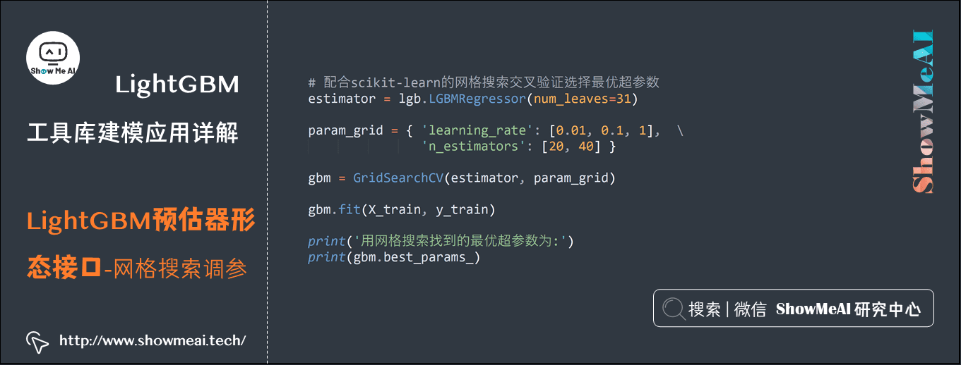 LightGBM工具库建模应用详解; LightGBM预估器形态接口-网格搜索调参; 5-11