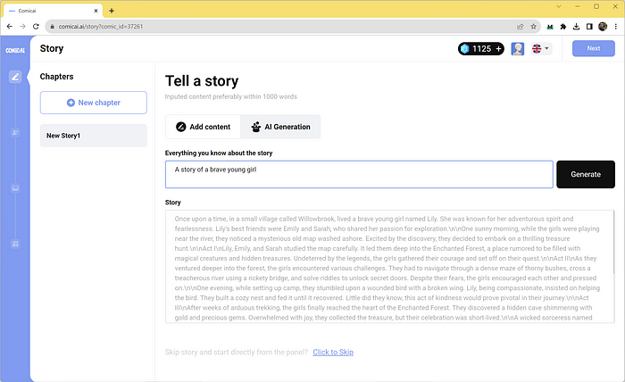 ComicAI story generation