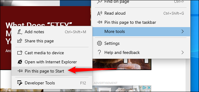 Pin This Page to Start in Edge