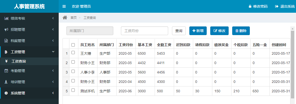 人事管理系统（毕业设计）