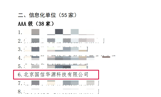 喜讯AAA级！国信华源荣获全国水利建设信息化3A级信用