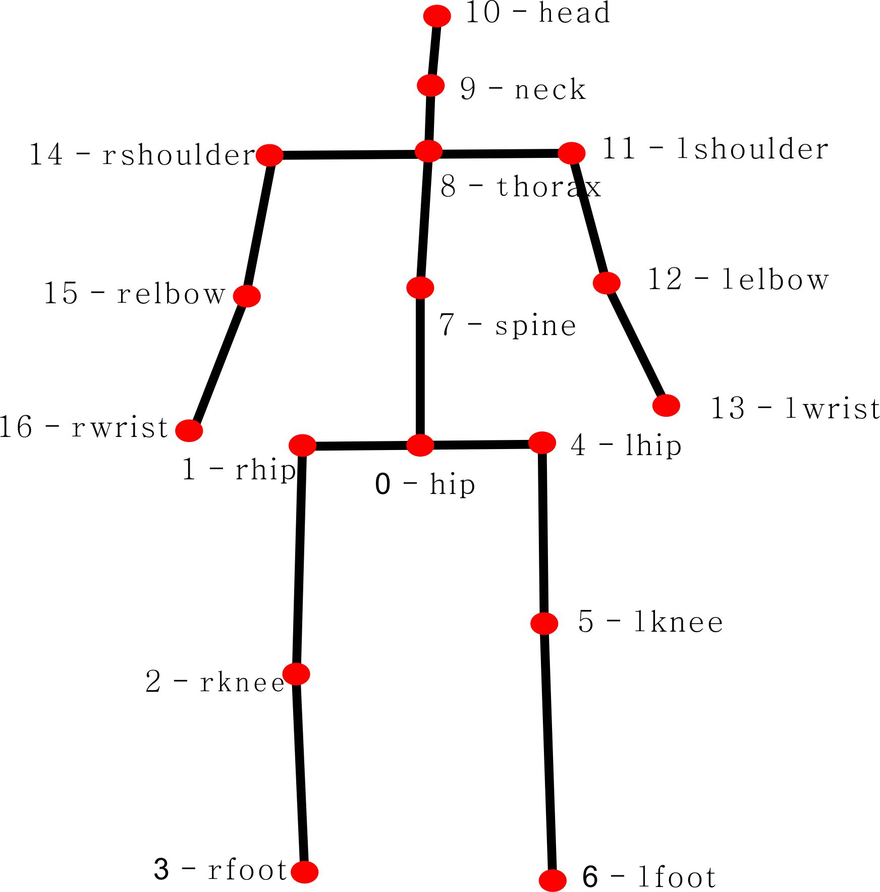 姿态估计之human3.6m数据集骨骼关节keypoint标注对应-StubbornHuang Blog