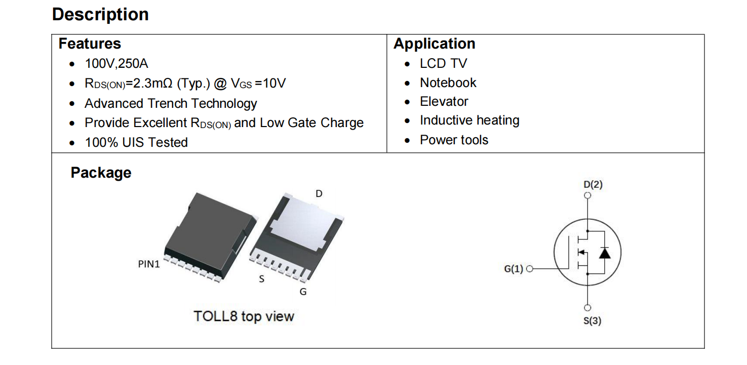 FMC01H250LL N Channel Trench Power MOSFET  MOS管  第1张