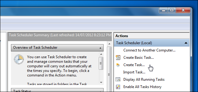 open the task scheduler by typing task scheduler into the start