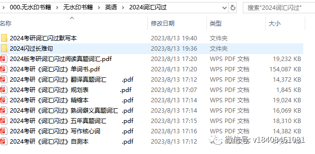 2024考研英语闪过词汇单词书+8本赠品高清无水印电子版PDF