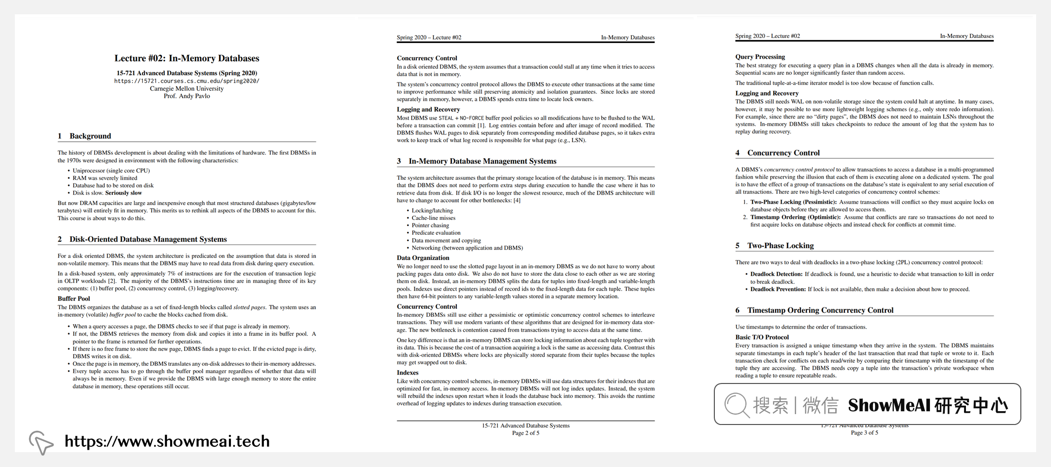 CMU 15-721 :: Advanced Database Systems (Spring 2020)