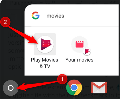 Click the launcher, type Movies, then click Play Movies & TV