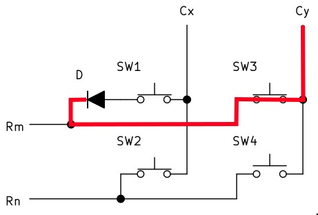 矩阵键盘通路二极管阻断