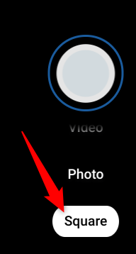 Click on "Square" to take a square photo instead.