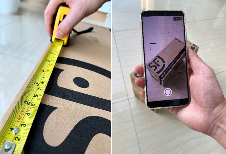 尺测量一个包裹,耗时平均在30秒左右;相比之下,快测ar测量时间小于2秒