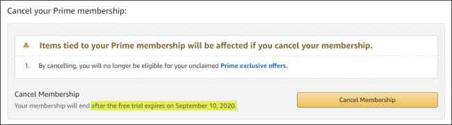 cancel amazon prime trial