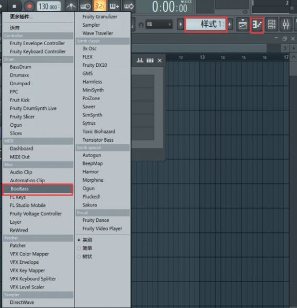 选择“BooBass”贝斯音色