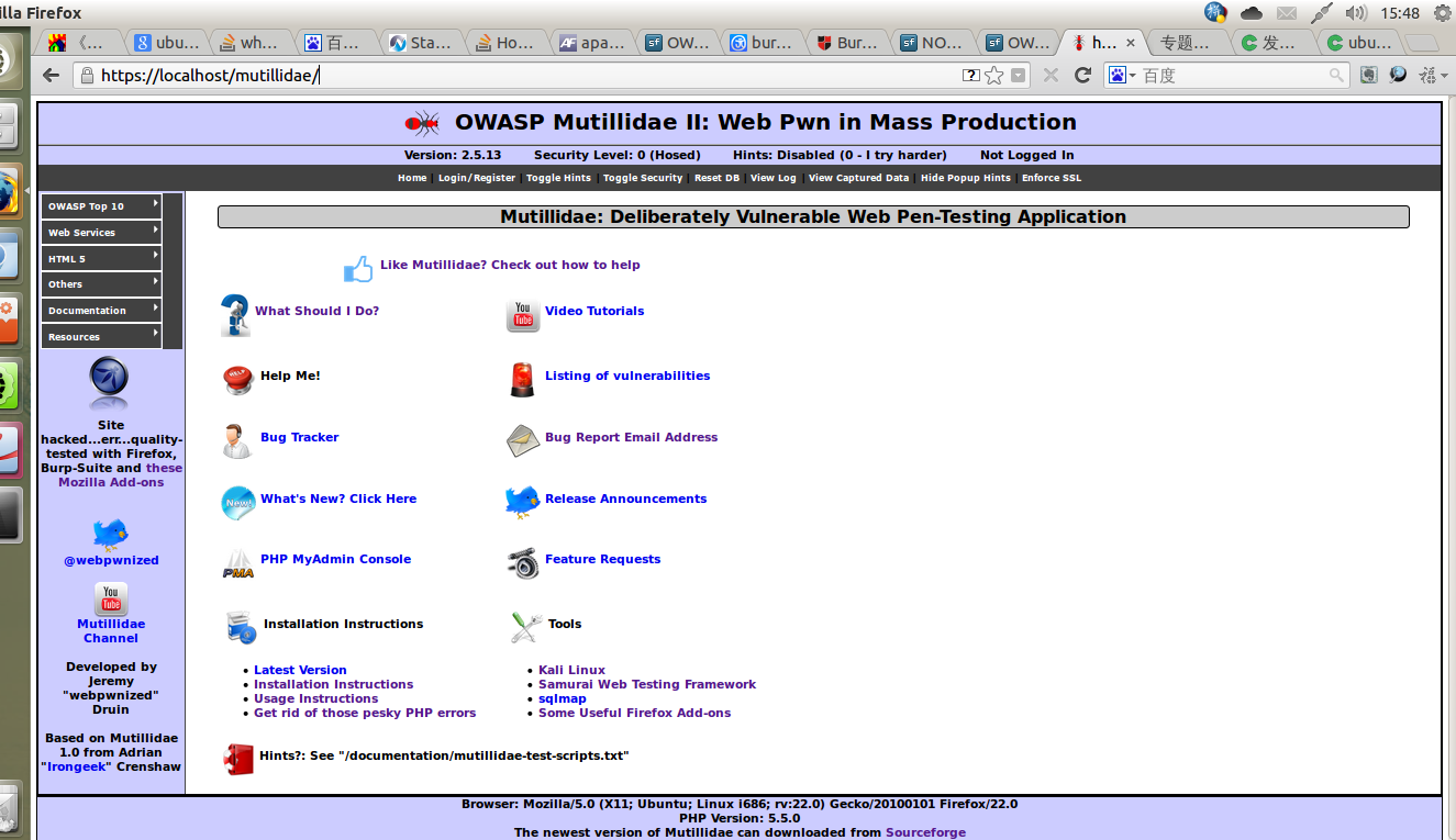 ubuntu php 关闭警告,ubuntu部署OWASP Mutillidae II php WARING