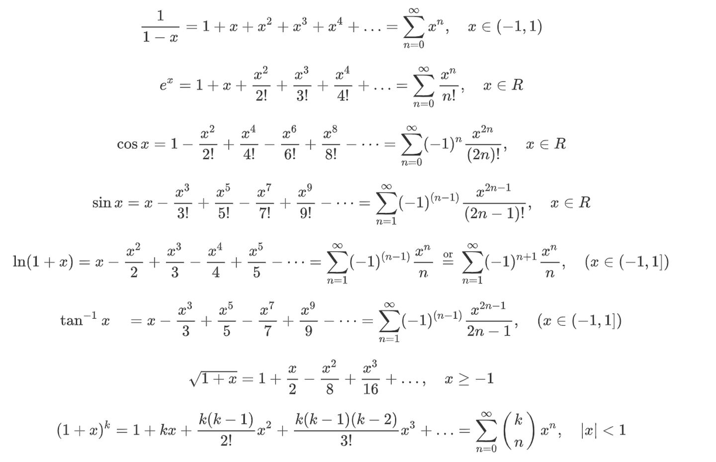 常用的收敛级数整理_万字长文看够幂级数-CSDN博客