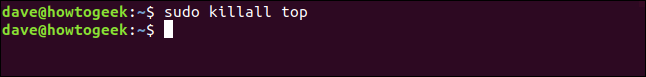 output from sudo killall top in a termonal window